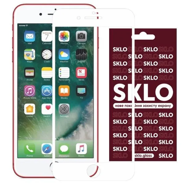 Защитное стекло SKLO 3D для Apple iPhone 7 / 8 / SE (2020) (4.7") — Белый — фото 1