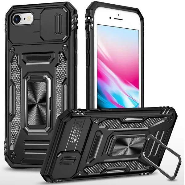 Ударостійкий чохол Camshield Army Ring для Apple iPhone 7 / 8 / SE (2020) (4.7") — Чорний — фото 1