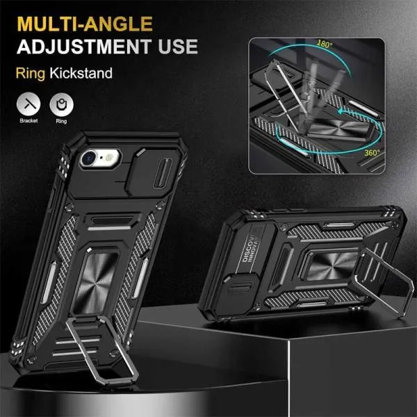 Ударостійкий чохол Camshield Army Ring для Apple iPhone 7 / 8 / SE (2020) (4.7") — Чорний — фото 2