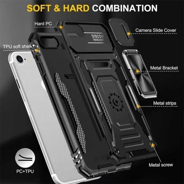 Ударостійкий чохол Camshield Army Ring для Apple iPhone 7 / 8 / SE (2020) (4.7") — Чорний — фото 5