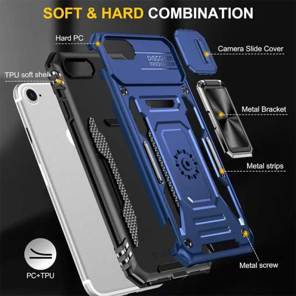 Ударостійкий чохол Camshield Army Ring для Apple iPhone 7 / 8 / SE (2020) (4.7") — Синій — фото 2