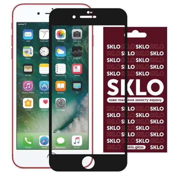Захисне скло SKLO 3D для Apple iPhone 7 / 8 / SE (2020) (4.7") — Чорний — фото 1