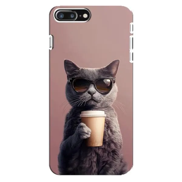 Чохол з принтом «Кіт з кавою» для iPhone 8 Plus