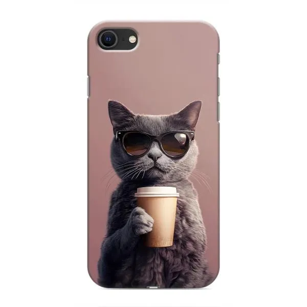 Чехол с принтом «Кот с кофе» для iPhone SE (2020)