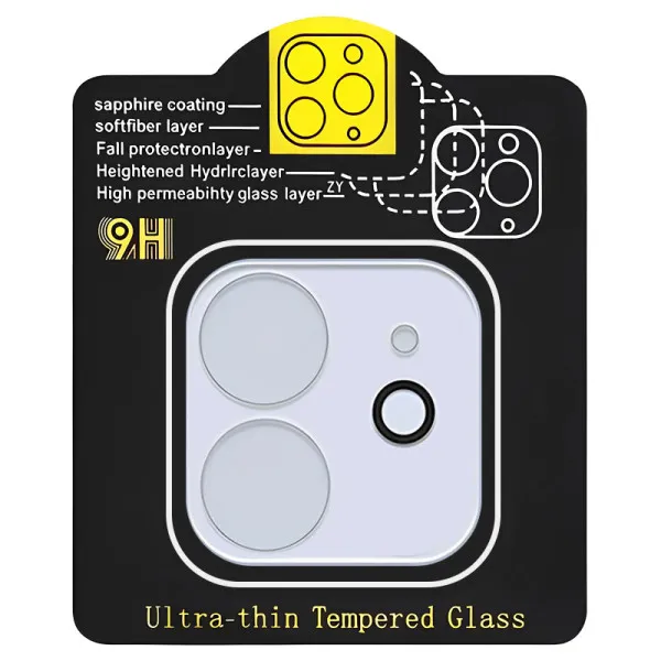 Защитное стекло на камеру Full Block (тех.пак) для Apple iPhone 11 (6.1") — Прозрачный