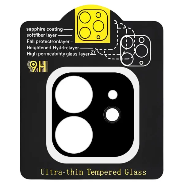Защитное стекло на камеру Full Block (тех.пак) для Apple iPhone 11 (6.1") — Черный