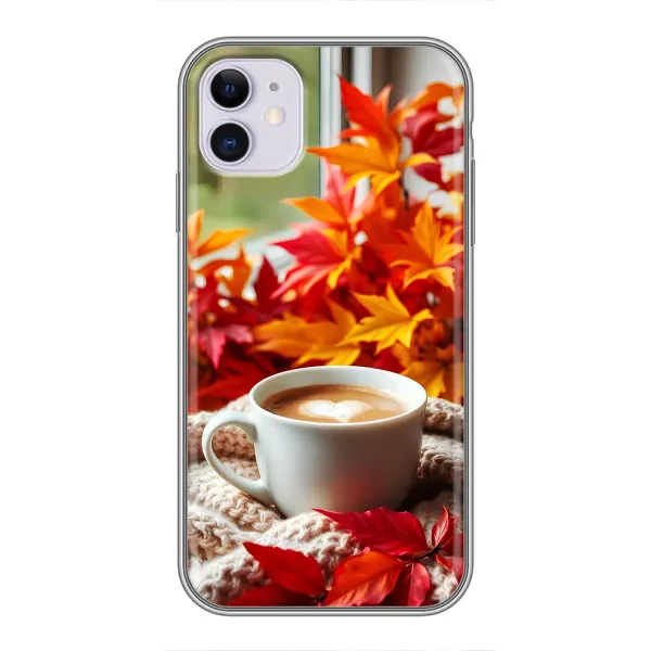 Чехол с принтом «Кофе и листья» для iPhone 11