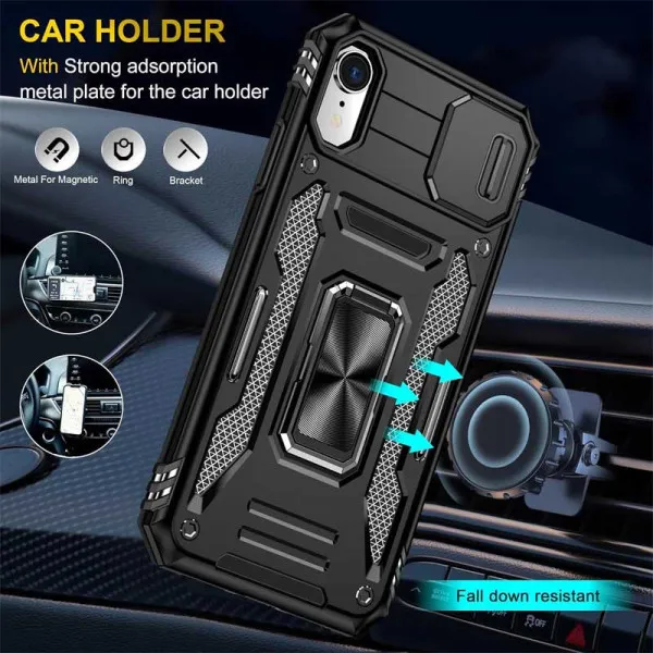 Ударопрочный чехол Camshield Army Ring для Apple iPhone XR (6.1") — Черный — фото 3 Ударопрочный чехол Camshield Army Ring для Apple iPhone XR (6.1") — Черный — фото 3