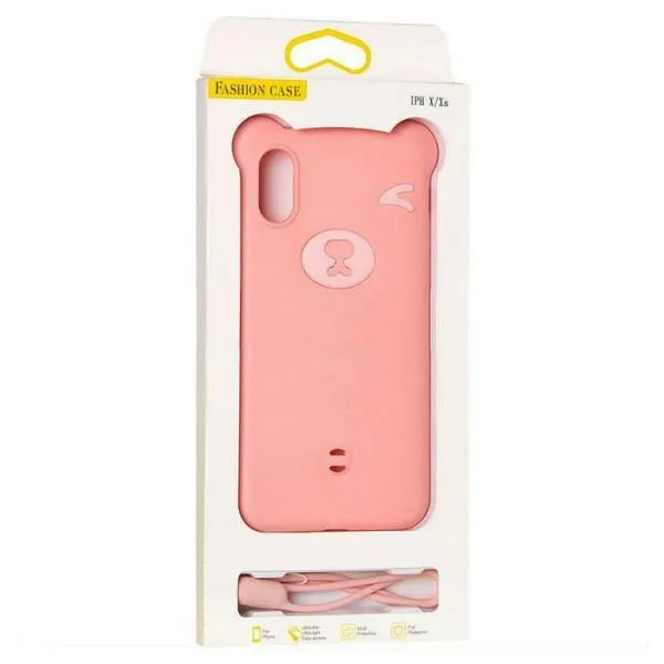 3D-чохол Fashion Case Bear для iPhone Xs Max — Рожевий — фото 3