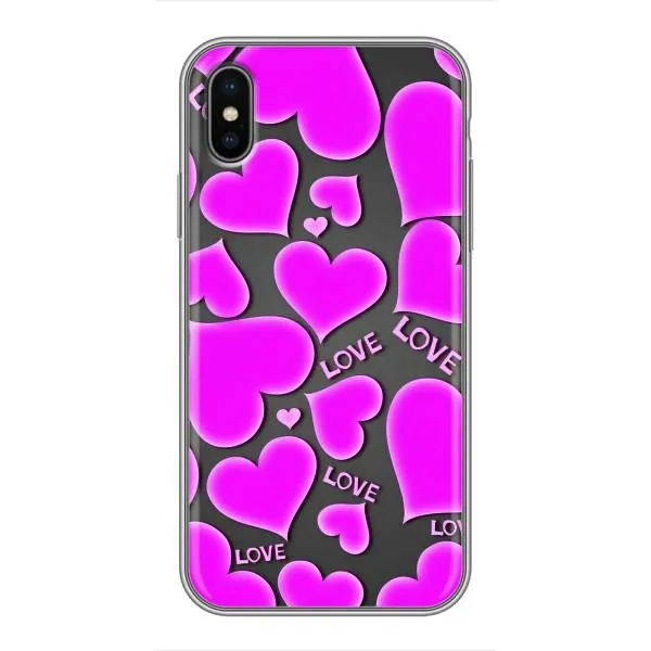 Чехол с принтом «Pink hearts» для iPhone Xs Max