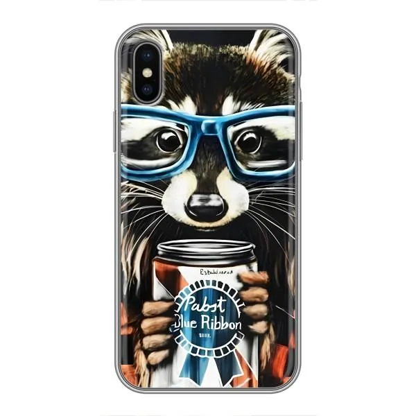Чехол с принтом «Енот с банкой» для iPhone Xs Max