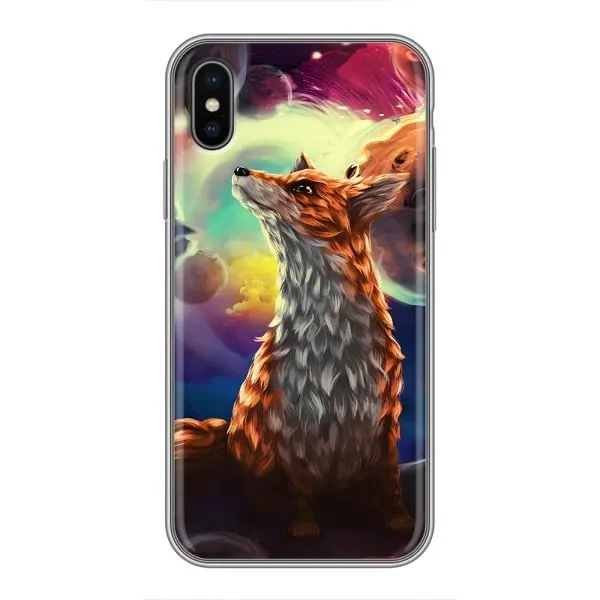Чехол с принтом «Лисица в космосе» для iPhone Xs
