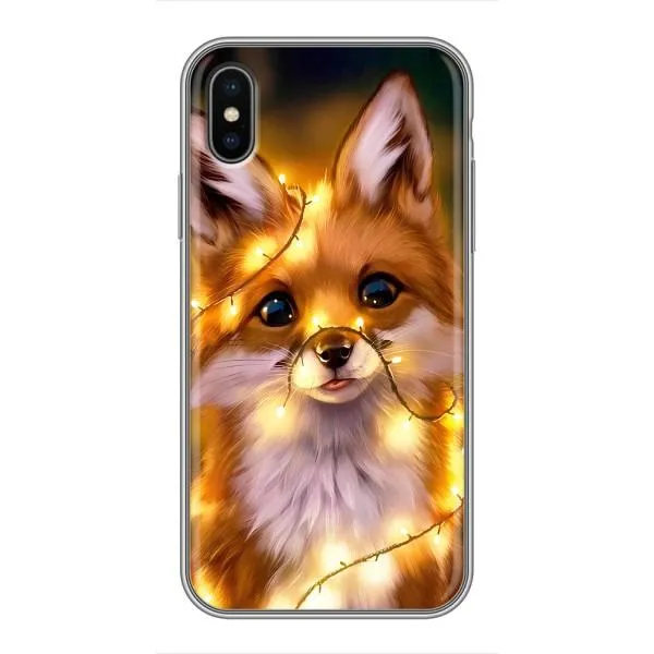Чехол с принтом «Лисичка в гирляндах» для iPhone Xs
