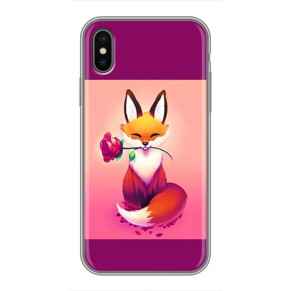 Чехол с принтом «Лисичка с розочкой» для iPhone Xs
