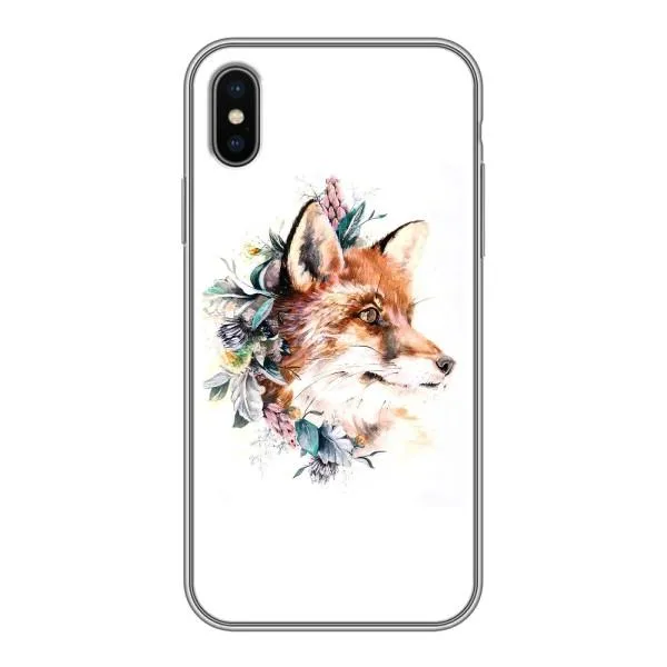 Чехол с принтом «Лисичка в цветочках» для iPhone Xs
