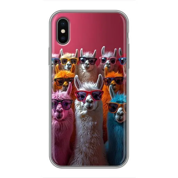 Чехол с принтом «Ламы в очках» для iPhone Xs