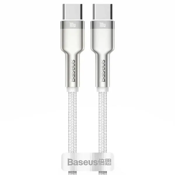 Дата кабель Baseus Cafule Metal Type-C to Type-C 100W (1m) (CATJK-C) — Белый — фото 1
