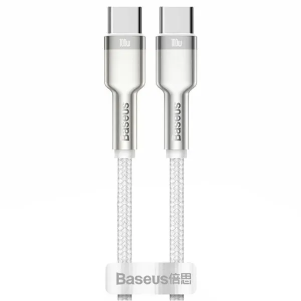 Дата кабель Baseus Cafule Metal Type-C to Type-C 100W (2m) (CATJK-D) — Білий — фото 1