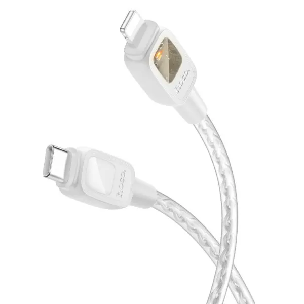 Дата кабель Hoco U124 Stone silicone power-off Type-C to Lightning (1.2m) — Серый — фото 2