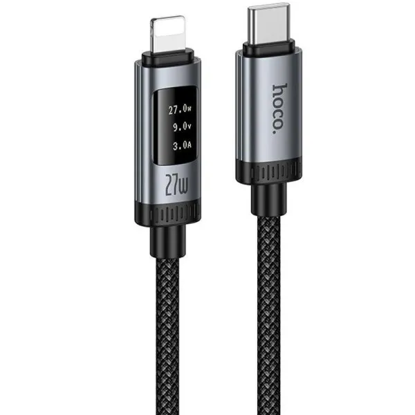 Дата кабель Hoco U148 Lord with display Type-C to Lightning 27W (1.2m) — Черный — фото 1