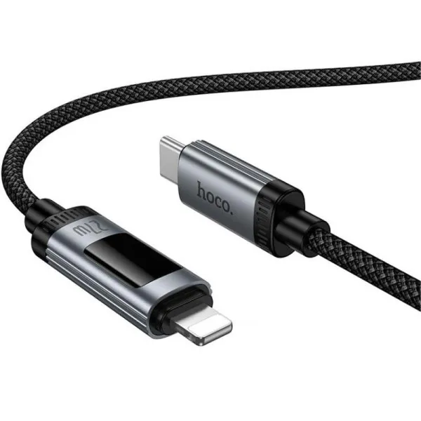 Дата кабель Hoco U148 Lord with display Type-C to Lightning 27W (1.2m) — Черный — фото 2