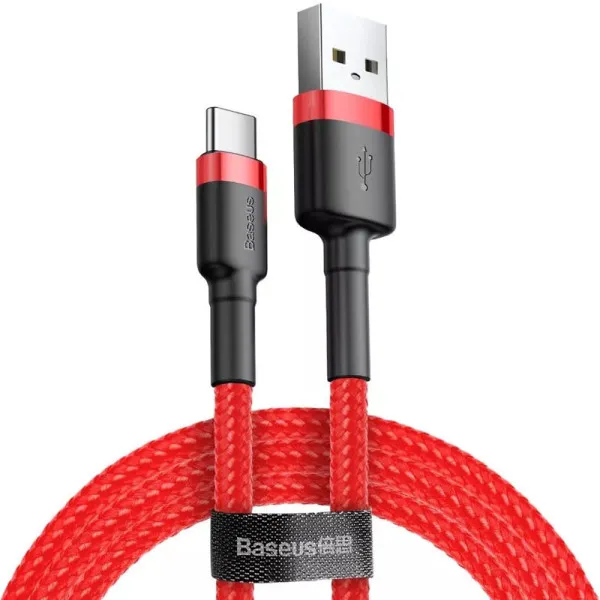 Дата кабель Baseus Cafule USB to Type-C Cable 2A (2m) (CATKLF-C) — Красный — фото 1