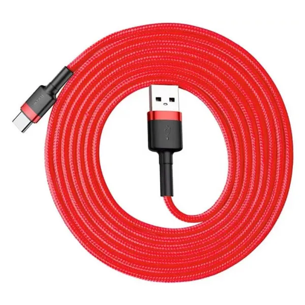 Дата кабель Baseus Cafule USB to Type-C Cable 2A (2m) (CATKLF-C) — Красный — фото 4