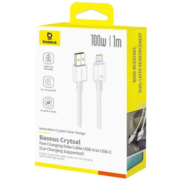 Дата кабель Baseus Crystal USB to Type-C 100W (1m) (E04279) — Белый — фото 2