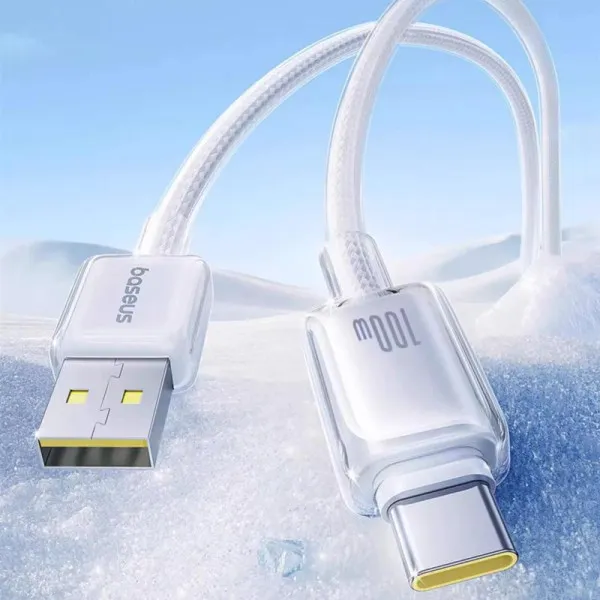Дата кабель Baseus Crystal USB to Type-C 100W (1m) (E04279) — Белый — фото 3