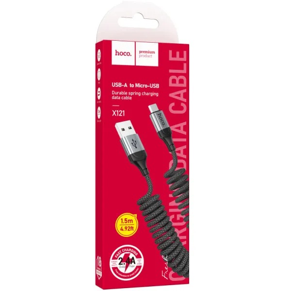 Дата кабель Hoco X121 Nuevo USB to MicroUSB 2.4A (1.5m) — Чорний — фото 2