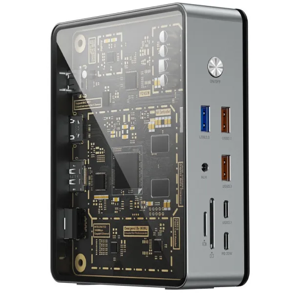 Перехідник HUB WIWU Matrix docking station 16in1 W1601 — Сірий — фото 2
