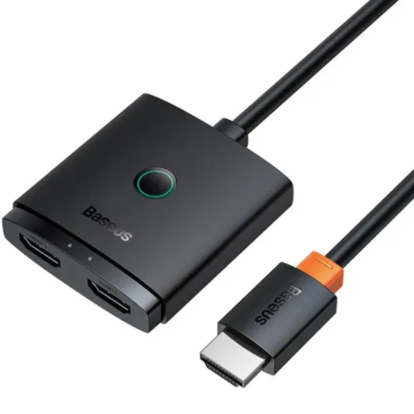 Перехідник HUB Baseus AirJoy Series 2in1 HDMI to HDMI/HDMI (B01331105) — Чорний — фото 1