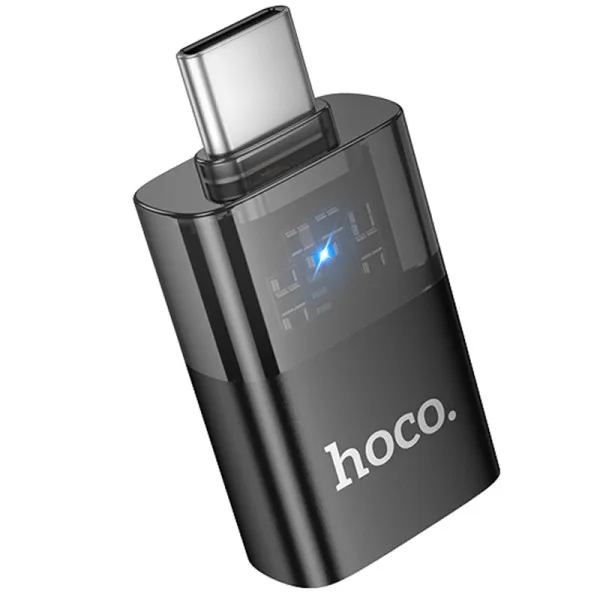 Перехідник Hoco UA36B OTG Type-C male to USB female transparent — Чорний — фото 1