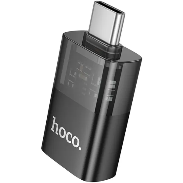 Перехідник Hoco UA36B OTG Type-C male to USB female transparent — Чорний — фото 3
