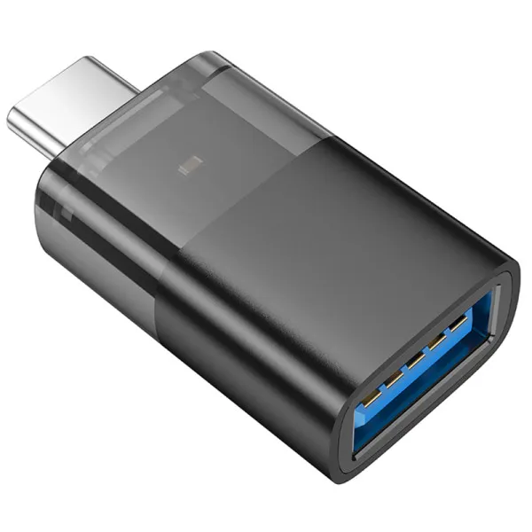 Перехідник Hoco UA36B OTG Type-C male to USB female transparent — Чорний — фото 4