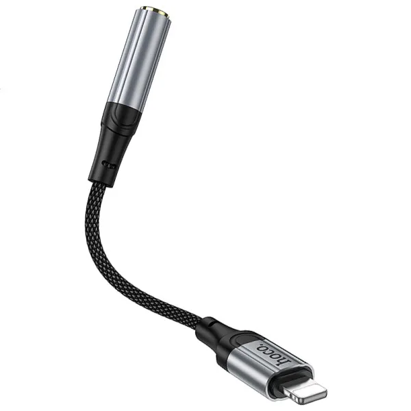 Аудіо кабель Aux Hoco LS36A Fresh 3.5mm to Lightning (0.12m) — Сірий — фото 4