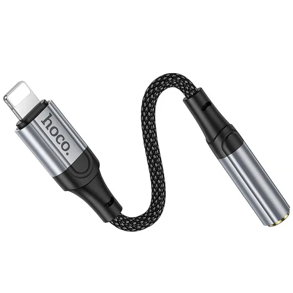 Аудіо кабель Aux Hoco LS36A Fresh 3.5mm to Lightning (0.12m) — Сірий — фото 5