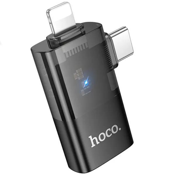 Перехідник Hoco UA36E Combo 2-in-1 (Type-C/Lightning to USB2.0) — Чорний — фото 1