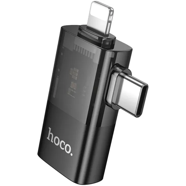 Перехідник Hoco UA36E Combo 2-in-1 (Type-C/Lightning to USB2.0) — Чорний — фото 3