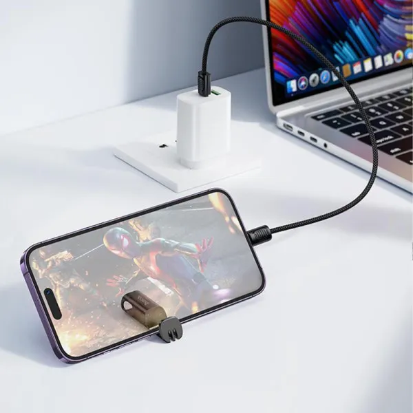 Дата кабель Hoco X126 Experto Type-C to Type-C 60W + Phone Holder & Lanyard (0.35m) — Чорний — фото 5