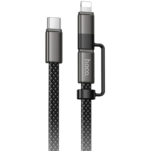 Дата кабель Hoco X125 Surplus 2in1 Type-C to Lightning/Type-C 60W (1m) — Чорний — фото 3