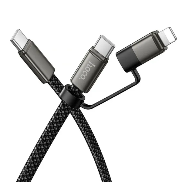 Дата кабель Hoco X125 Surplus 2in1 Type-C to Lightning/Type-C 60W (1m) — Чорний — фото 5