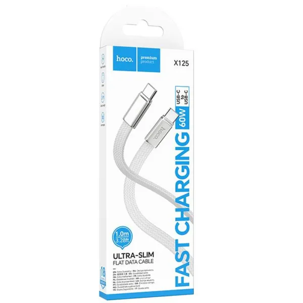 Дата кабель Hoco X125 Surplus 2in1 Type-C to Lightning/Type-C 60W (1m) — Білий — фото 3