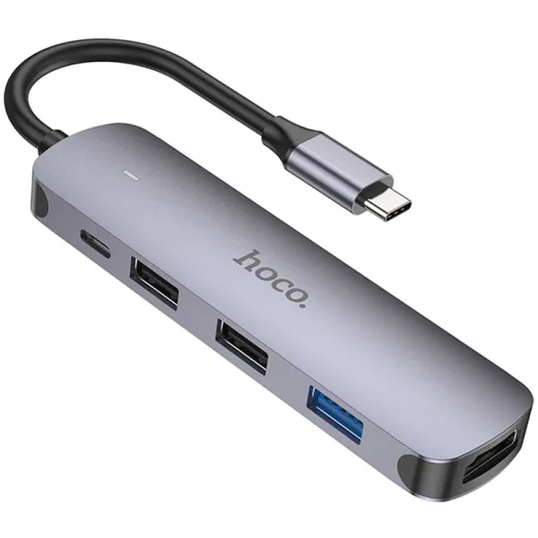 Перехідник HUB Hoco HB27 10-Port (Type-C to HDTV+USB3.0+PD+2xUSB2.0) — Сірий — фото 1