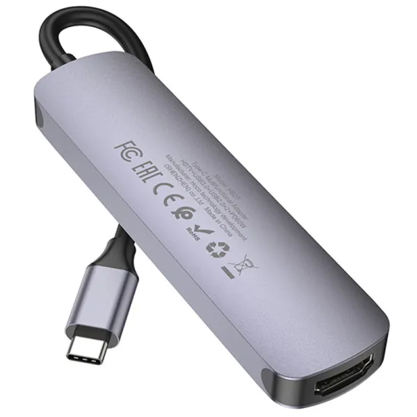 Перехідник HUB Hoco HB27 10-Port (Type-C to HDTV+USB3.0+PD+2xUSB2.0) — Сірий — фото 3