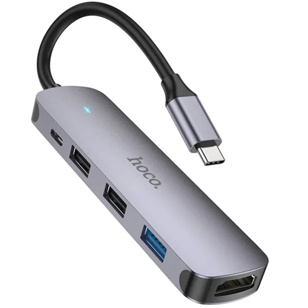 Перехідник HUB Hoco HB27 10-Port (Type-C to HDTV+USB3.0+PD+2xUSB2.0) — Сірий — фото 4