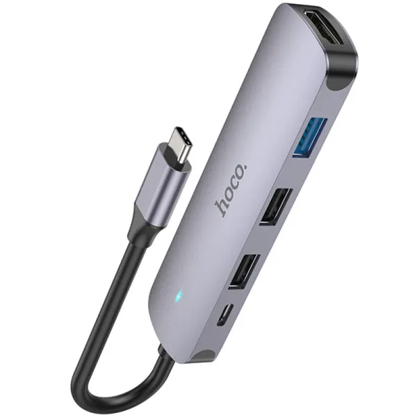 Перехідник HUB Hoco HB27 10-Port (Type-C to HDTV+USB3.0+PD+2xUSB2.0) — Сірий — фото 5