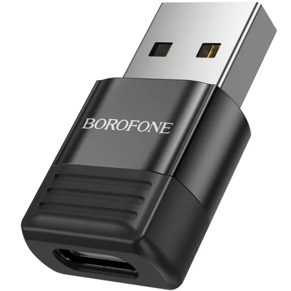 Перехідник Borofone BV18 USB male to Type-C female USB2.0 — Чорний — фото 1