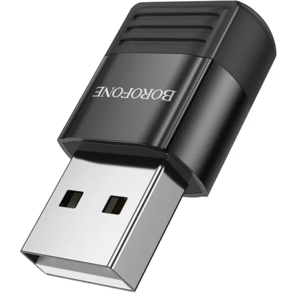 Перехідник Borofone BV18 USB male to Type-C female USB2.0 — Чорний — фото 2
