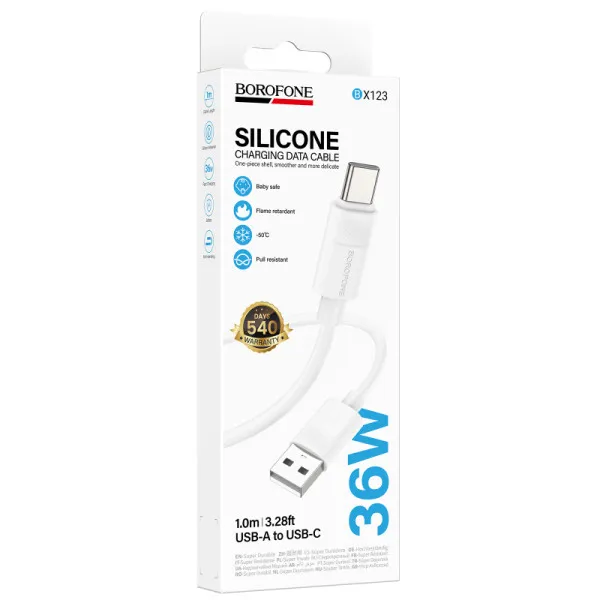 Дата кабель Borofone BX123 Leya USB to Type-C 36W (1m) — Білий — фото 2